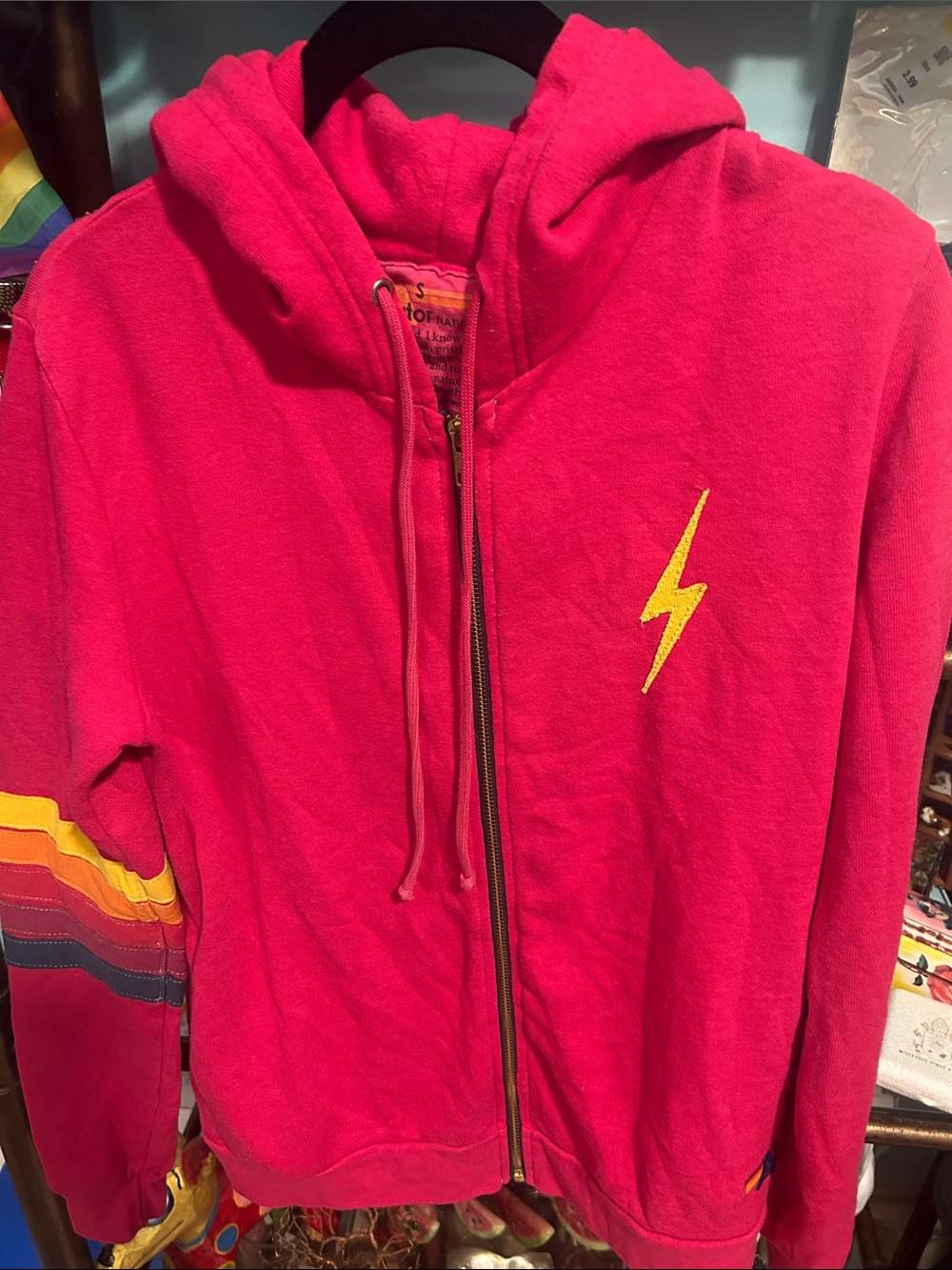 AVIATOR NATION BOLT APPLIQUÉ STRIPE ZIP HOODIE